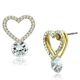 IP Gold(Ion Plating) Stainless Steel Earrings with AAA Grade CZ  in Clear