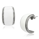 High polished (no plating) Stainless Steel Earrings with Top Grade Crystal  in Clear