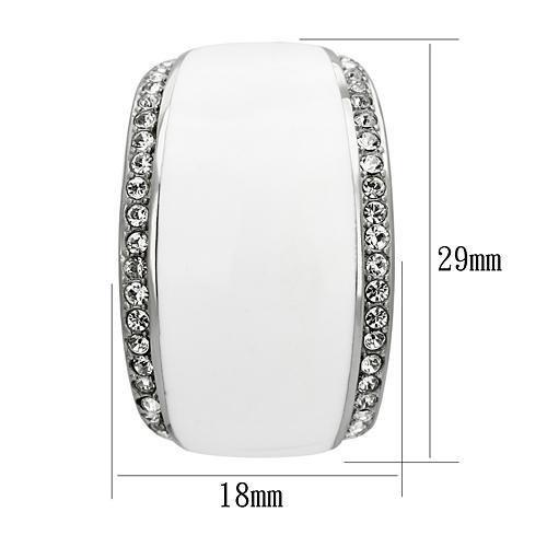 High polished (no plating) Stainless Steel Earrings with Top Grade Crystal  in Clear