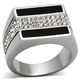 High polished (no plating) Stainless Steel Ring with Top Grade Crystal  in Clear