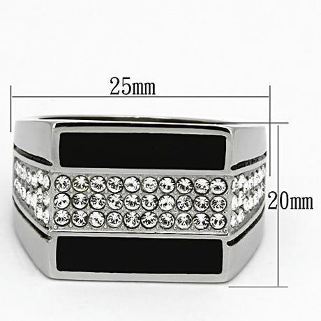 High polished (no plating) Stainless Steel Ring with Top Grade Crystal  in Clear