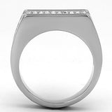 High polished (no plating) Stainless Steel Ring with Top Grade Crystal  in Clear