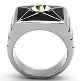 High polished (no plating) Stainless Steel Ring with Top Grade Crystal  in Clear