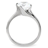 High polished (no plating) Stainless Steel Ring with AAA Grade CZ  in Clear