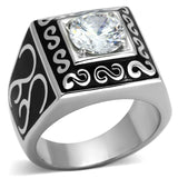 High polished (no plating) Stainless Steel Ring with AAA Grade CZ  in Clear