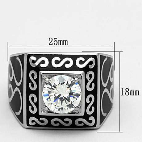 High polished (no plating) Stainless Steel Ring with AAA Grade CZ  in Clear