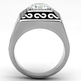 High polished (no plating) Stainless Steel Ring with AAA Grade CZ  in Clear