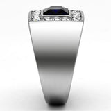 High polished (no plating) Stainless Steel Ring with Synthetic Synthetic Glass in Montana