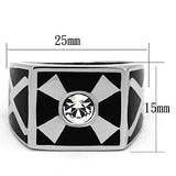 High polished (no plating) Stainless Steel Ring with Top Grade Crystal  in Clear