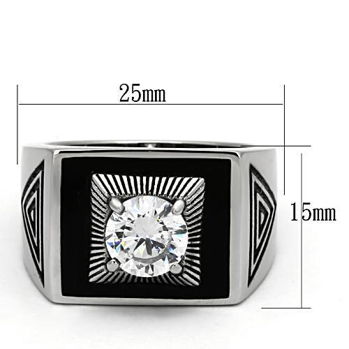 High polished (no plating) Stainless Steel Ring with AAA Grade CZ  in Clear