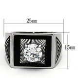 High polished (no plating) Stainless Steel Ring with AAA Grade CZ  in Clear