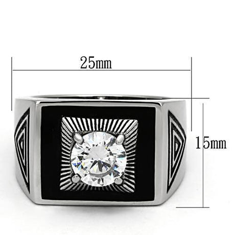 High polished (no plating) Stainless Steel Ring with AAA Grade CZ  in Clear