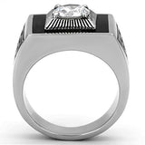 High polished (no plating) Stainless Steel Ring with AAA Grade CZ  in Clear