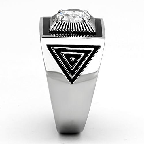 High polished (no plating) Stainless Steel Ring with AAA Grade CZ  in Clear