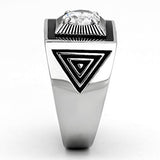 High polished (no plating) Stainless Steel Ring with AAA Grade CZ  in Clear