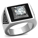 High polished (no plating) Stainless Steel Ring with AAA Grade CZ  in Clear