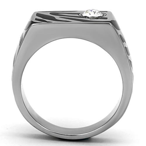 High polished (no plating) Stainless Steel Ring with Top Grade Crystal  in Clear