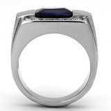 High polished (no plating) Stainless Steel Ring with Synthetic Synthetic Glass in Montana