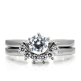 High polished (no plating) Stainless Steel Ring with AAA Grade CZ  in Clear