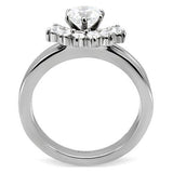High polished (no plating) Stainless Steel Ring with AAA Grade CZ  in Clear