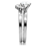 High polished (no plating) Stainless Steel Ring with AAA Grade CZ  in Clear