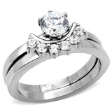 High polished (no plating) Stainless Steel Ring with AAA Grade CZ  in Clear