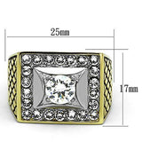 Two-Tone IP Gold (Ion Plating) Stainless Steel Ring with AAA Grade CZ  in Clear