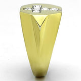 Two-Tone IP Gold (Ion Plating) Stainless Steel Ring with Top Grade Crystal  in Clear