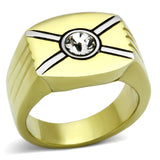 Two-Tone IP Gold (Ion Plating) Stainless Steel Ring with Top Grade Crystal  in Clear