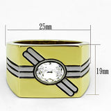 Two-Tone IP Gold (Ion Plating) Stainless Steel Ring with Top Grade Crystal  in Clear