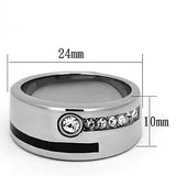 High polished (no plating) Stainless Steel Ring with Top Grade Crystal  in Clear
