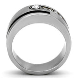 High polished (no plating) Stainless Steel Ring with Top Grade Crystal  in Clear