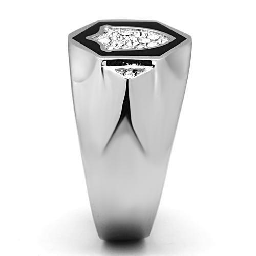 High polished (no plating) Stainless Steel Ring with Top Grade Crystal  in Clear