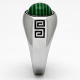 High polished (no plating) Stainless Steel Ring with Synthetic MALACHITE in Emerald