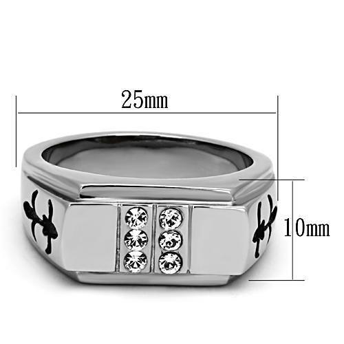 High polished (no plating) Stainless Steel Ring with Top Grade Crystal  in Clear
