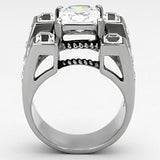 High polished (no plating) Stainless Steel Ring with AAA Grade CZ  in Clear