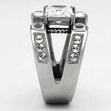 High polished (no plating) Stainless Steel Ring with AAA Grade CZ  in Clear