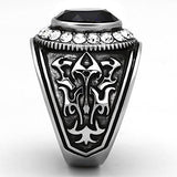 High polished (no plating) Stainless Steel Ring with Synthetic Synthetic Glass in Montana