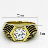 IP Gold(Ion Plating) Stainless Steel Ring with AAA Grade CZ  in Clear