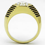 IP Gold(Ion Plating) Stainless Steel Ring with AAA Grade CZ  in Clear