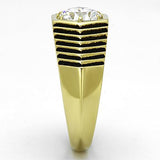 IP Gold(Ion Plating) Stainless Steel Ring with AAA Grade CZ  in Clear