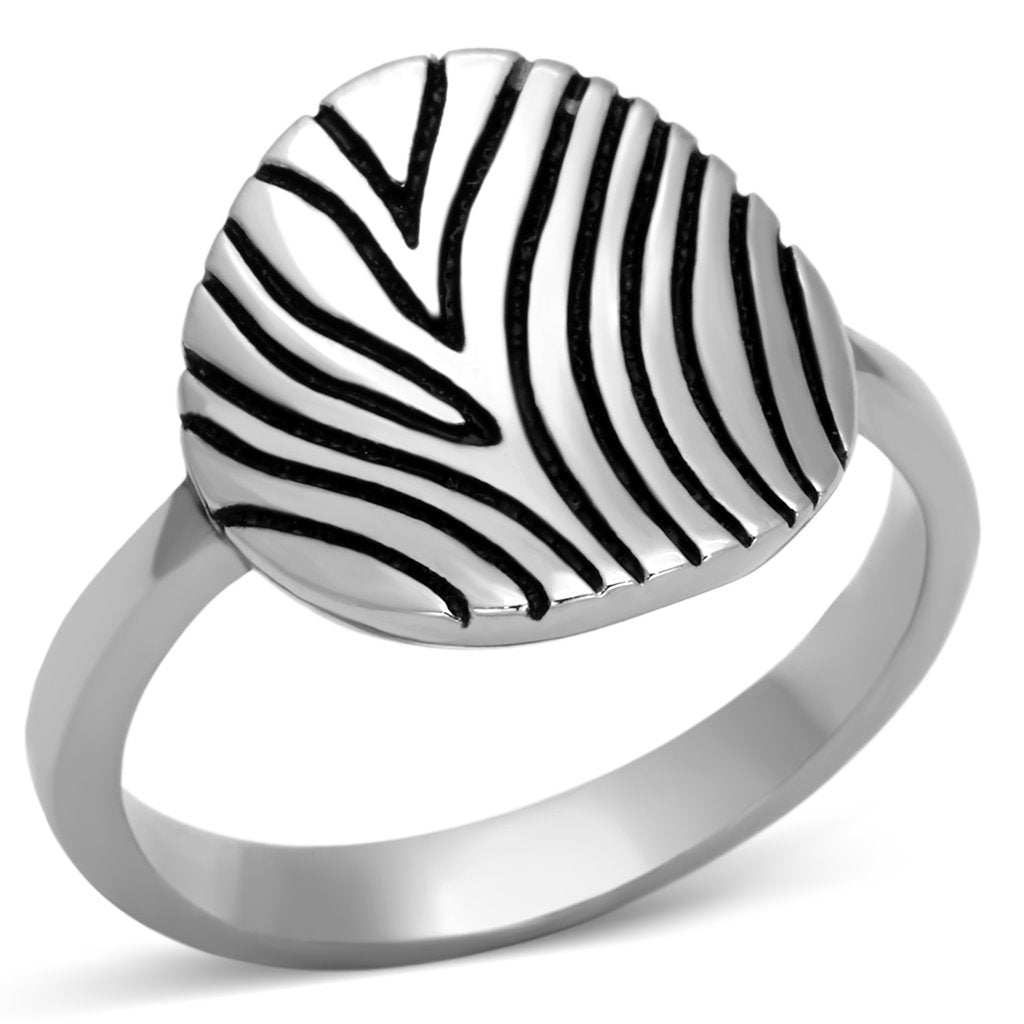 High polished (no plating) Stainless Steel Ring with Epoxy  in Jet