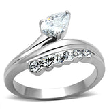High polished (no plating) Stainless Steel Ring with AAA Grade CZ  in Clear
