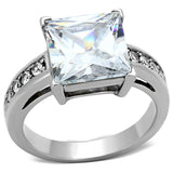 High polished (no plating) Stainless Steel Ring with AAA Grade CZ  in Clear