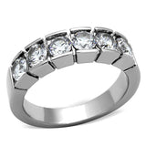 High polished (no plating) Stainless Steel Ring with AAA Grade CZ  in Clear