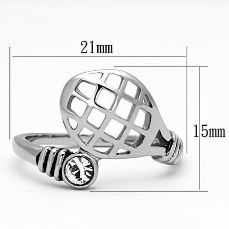 High polished (no plating) Stainless Steel Ring with Top Grade Crystal  in Clear