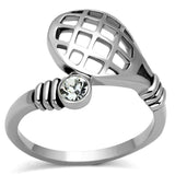 High polished (no plating) Stainless Steel Ring with Top Grade Crystal  in Clear