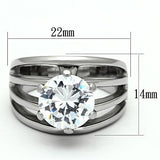 High polished (no plating) Stainless Steel Ring with AAA Grade CZ  in Clear