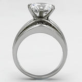 High polished (no plating) Stainless Steel Ring with AAA Grade CZ  in Clear