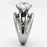 High polished (no plating) Stainless Steel Ring with AAA Grade CZ  in Clear